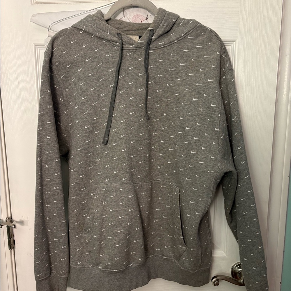 Nike Gray Hoodie with White Swoosh Accents